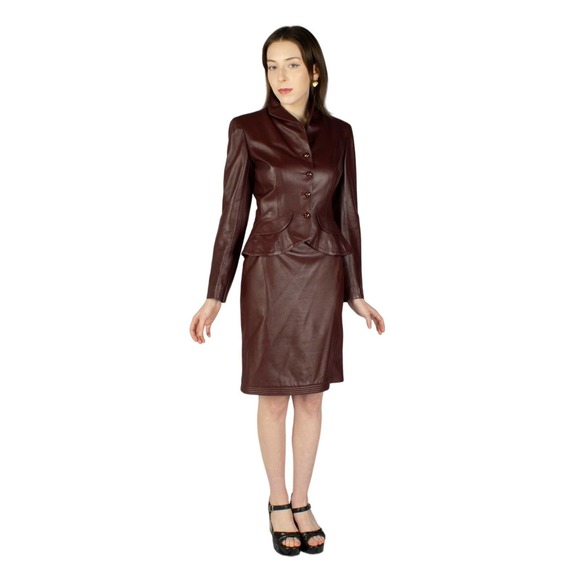 90s Burgundy Leather SetEmanuel UngaroTag Size 6VTG Vintage